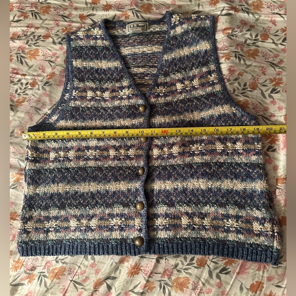 L.L. Bean Women's Multicolored Knit Vest Vintage Size Medium USA 100% Cotton 90s - Picture 4 of 5
